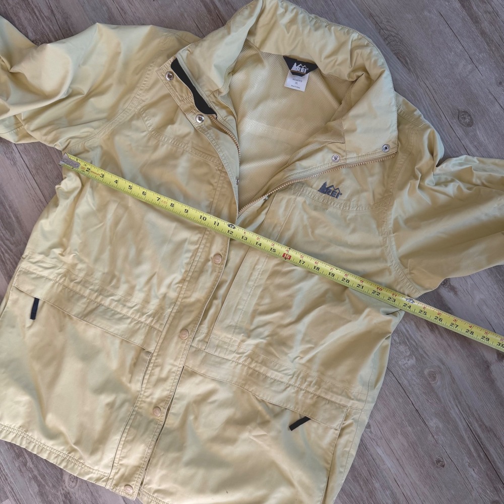 Vintage REI Elements Women XL Pale Yellow Hooded Rain Jacket Mesh Lined - Picture 7 of 15